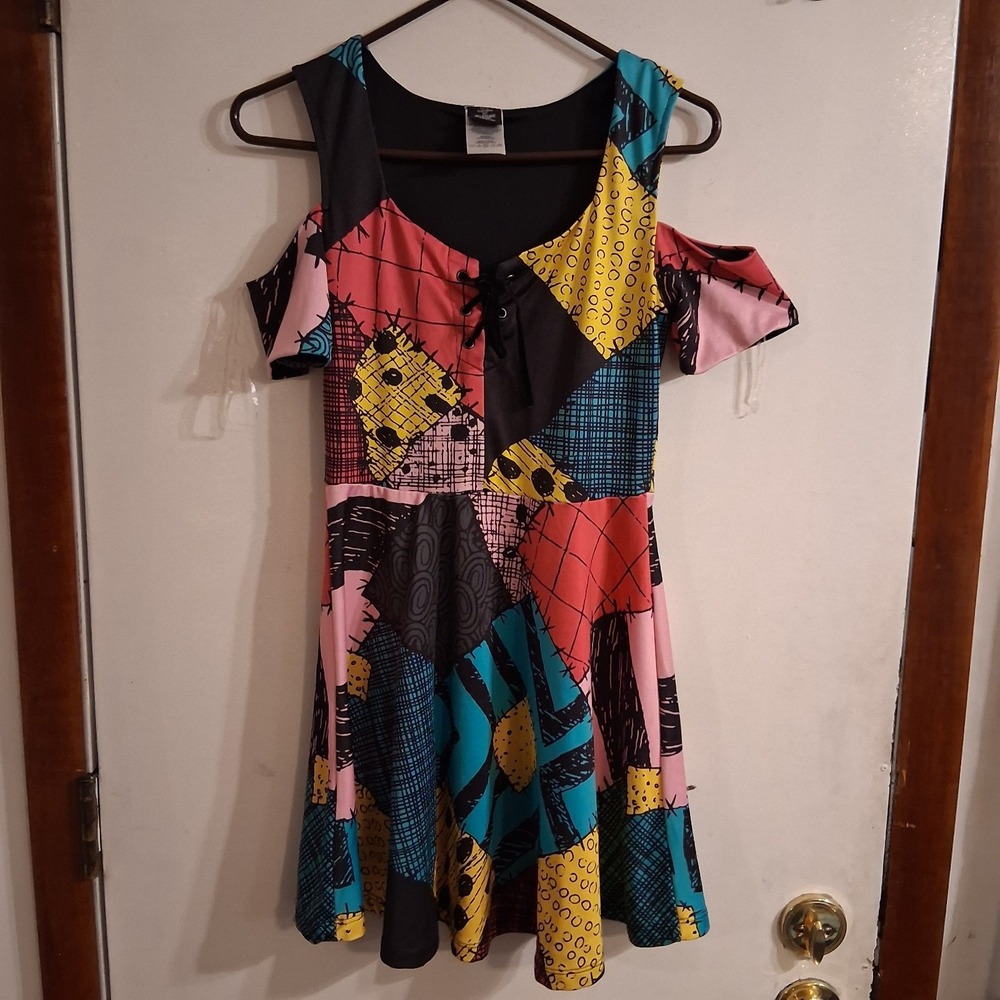 Hot Topic Disney‎ Sally Patchwork Dress Nightmare Before Christmas Cosplay EUC S
